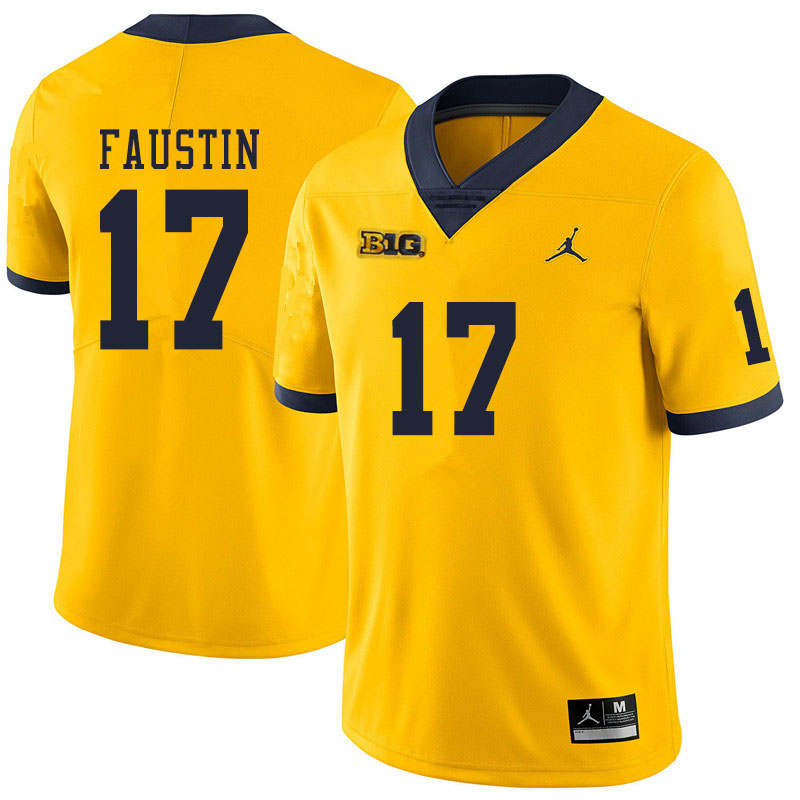 Men #17 Sammy Faustin Michigan Wolverines College Football Jerseys Sale-Yellow